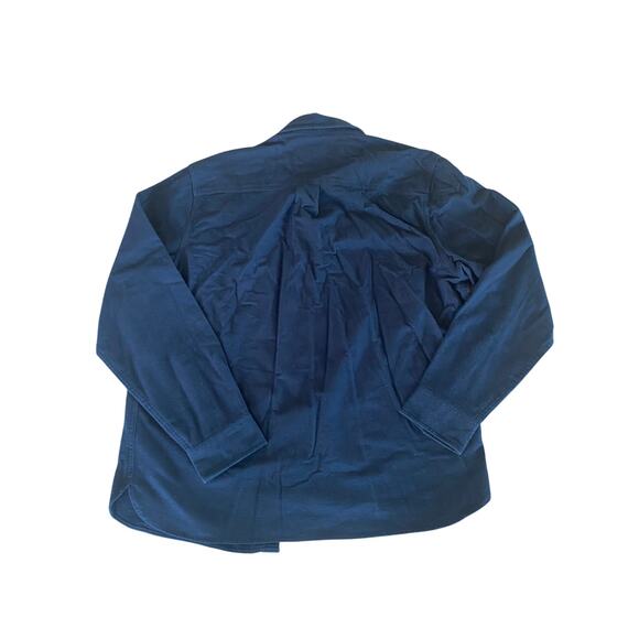 Eddie Bauer Button Front Long Sleeve Mens M chamois Dark Blue Flannel Shirt - Picture 2 of 8